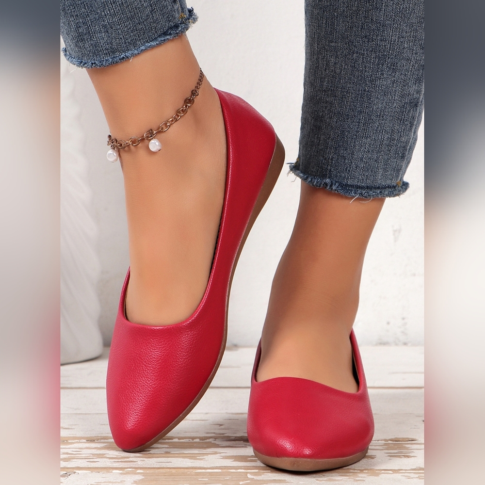 Chic Red Women's Flat Loafer Slip Ons